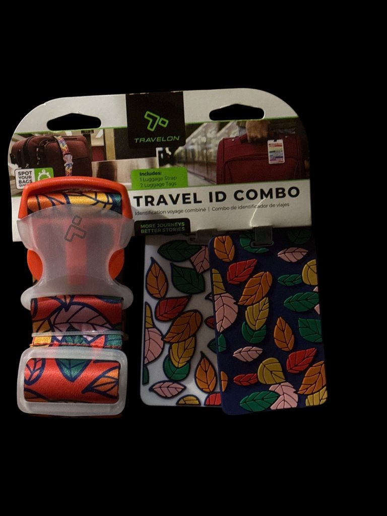 Travelon Travel Id Combo Set With Luggage Strap & 2 Tags - New With Tag